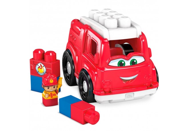 Set constructie Fisher Price Mega Blocks Masina de pompieri cu 6 piese