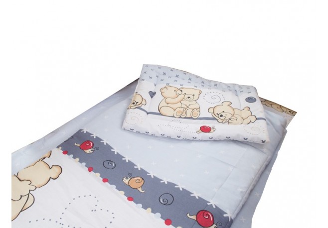 Lenjerie MyKids Teddy Friends Gri 3 Piese 120x60