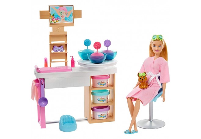 Set Barbie by Mattel Wellness and Fitness O zi la salonul Spa papusa cu figurina si accesorii