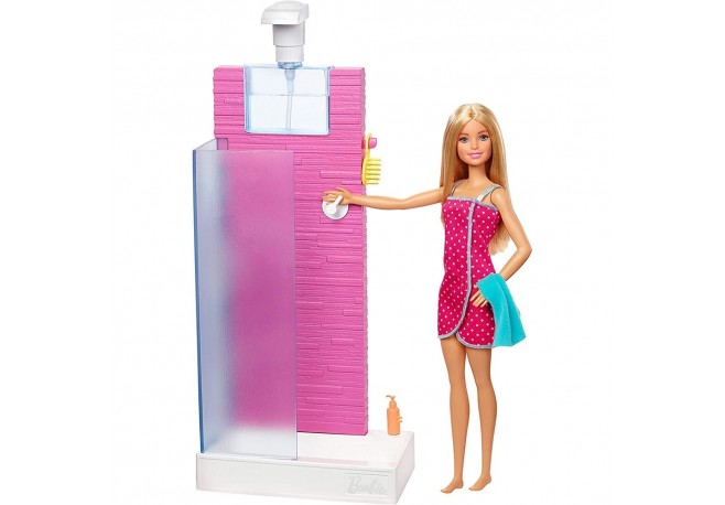 Set Barbie by Mattel Estate cabina dus cu papusa si accesorii