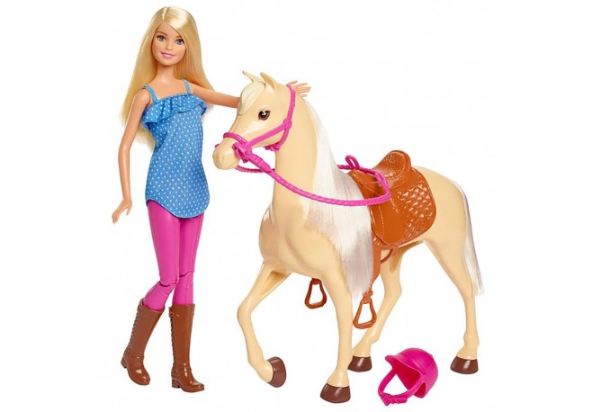 Set Barbie by Mattel Family Pets papusa cu cal