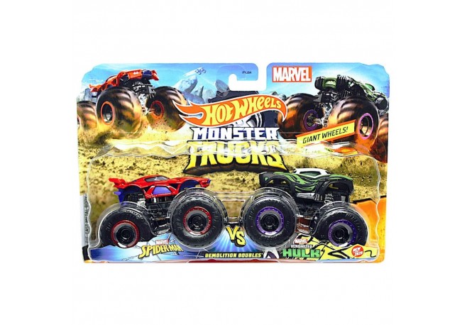 Set Hot Wheels by Mattel Monster Trucks Demolition Doubles Spiderman vs Hulk