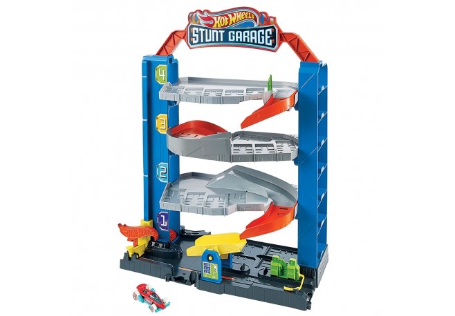 Jucarie Hot Wheels by Mattel City Garajul cu cascadorii cu 1 masinuta
