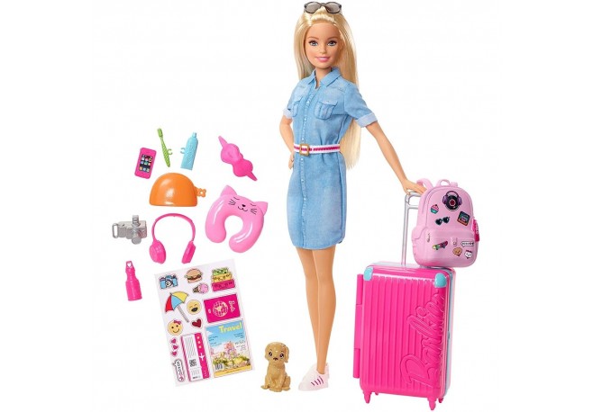 Set Barbie by Mattel Travel papusa cu accesorii FWV25