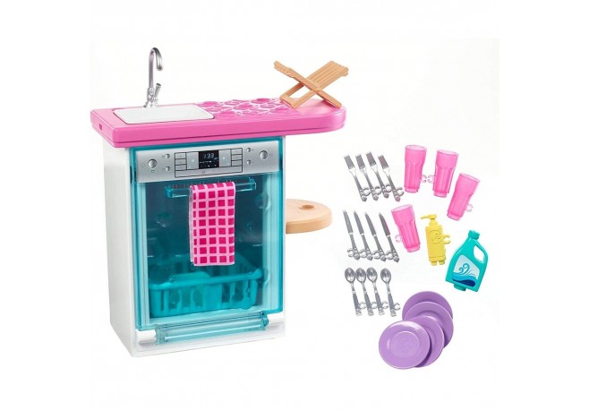 Set Barbie by Mattel Estate Masina de spalat vase cu accesorii FXG35