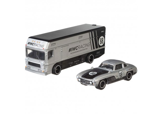 Camion Hot Wheels by Mattel Car Culture Euro Hauler cu masina Mercedes-Benz 300 SL