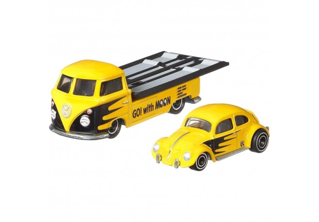 Camion Hot Wheels by Mattel Car Culture Volkswagen Transporter T1 Pickup cu masina Volkswagen Classic Bug