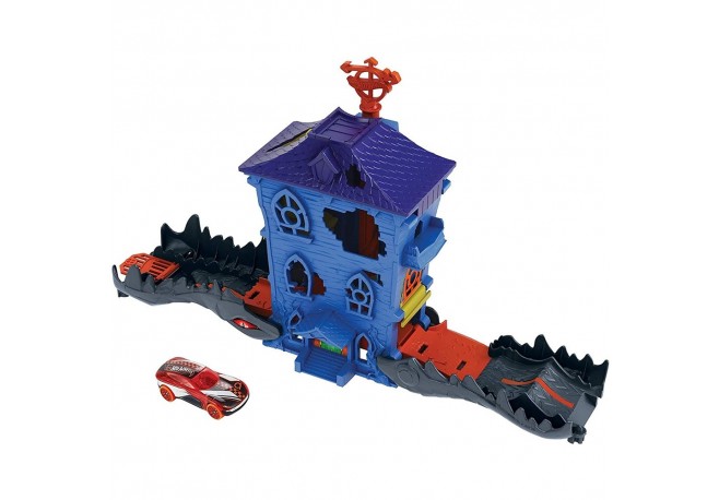 Pista de masini Hot Wheels by Mattel Croc Mansion Attack cu masinuta