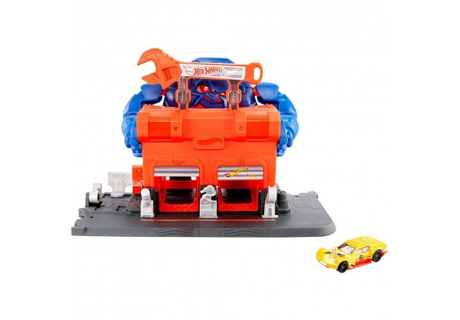 Pista de masini Hot Wheels by Mattel Gorilla Rage Garage Attack cu masinuta