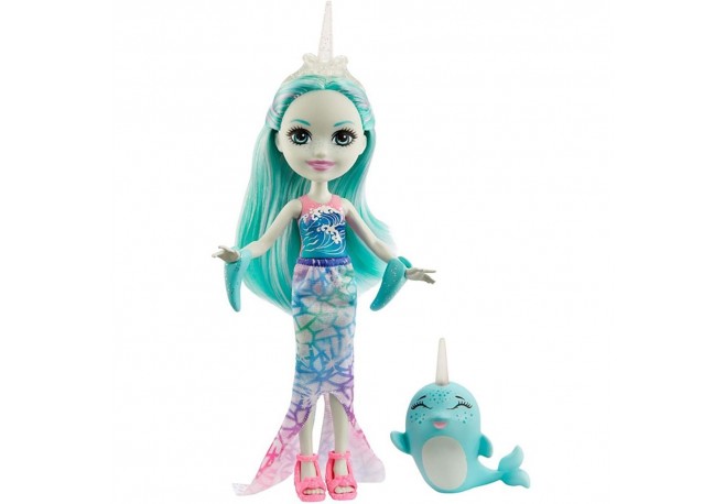 Papusa Enchantimals by Mattel Naddie Narwhal cu figurina Sword