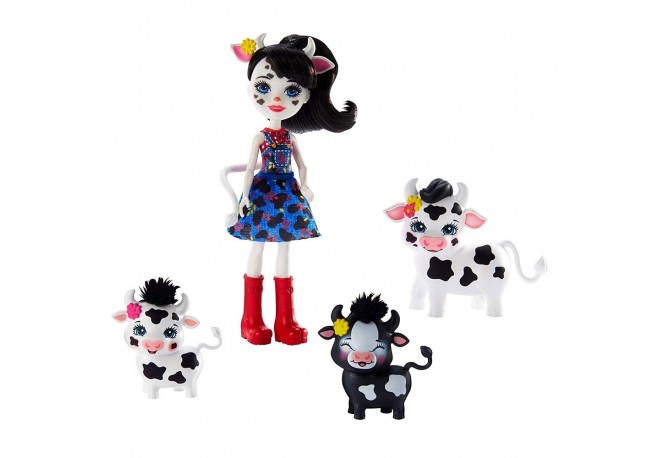 Set Enchantimals by Mattel Cambrie Cow With Ricotta And Family Papusa cu 3 figurine