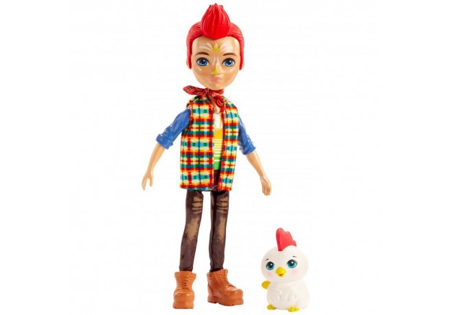 Papusa Enchantimals by Mattel Redward Rooster cu figurina Cluck