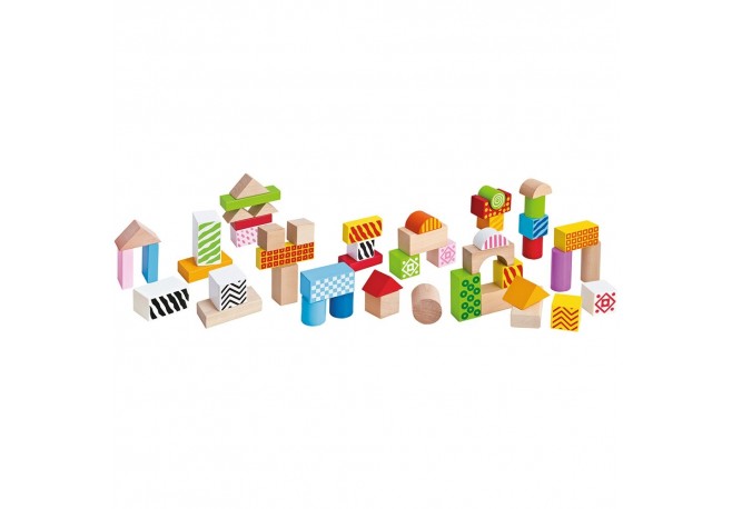 Jucarie Eichhorn Cuburi in galetusa Wooden Blocks 50 piese