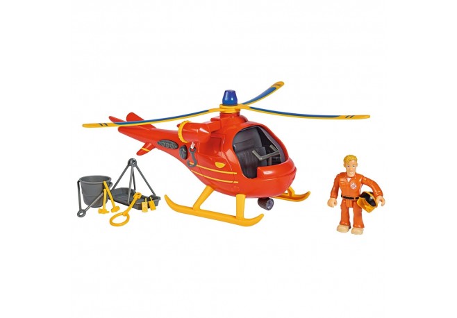 Jucarie Simba Elicopter Fireman Sam Wallaby cu figurina si accesorii