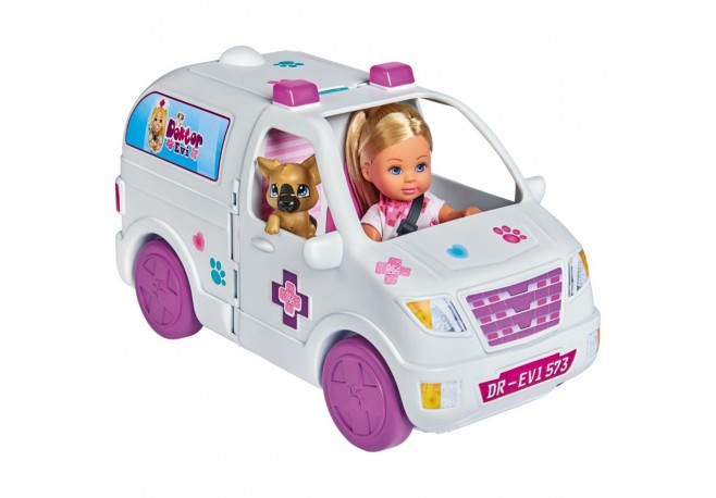 Set Simba Evi Love Doctor Evi 2 in 1 Vet Mobile masina cu papusa 12 cm si accesorii