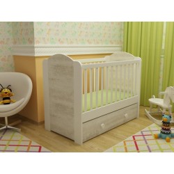 Patut cu sertar MYKIDS HAPPY cu leganare Alb-Antik A428