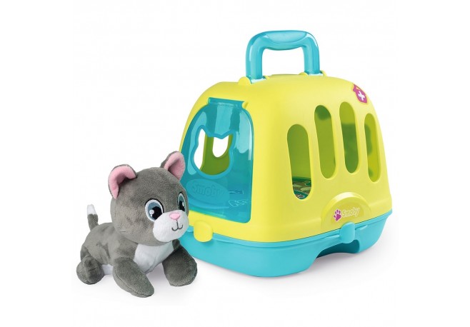 Set Smoby Veterinary Case pisica cu cusca de transport si accesorii