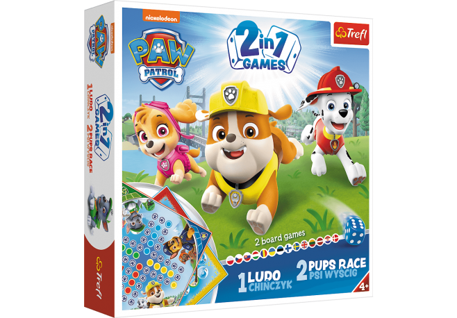 Joc Trefl Paw Patrol Patrula Catelusilor 2 in 1 Ludo si Cursa
