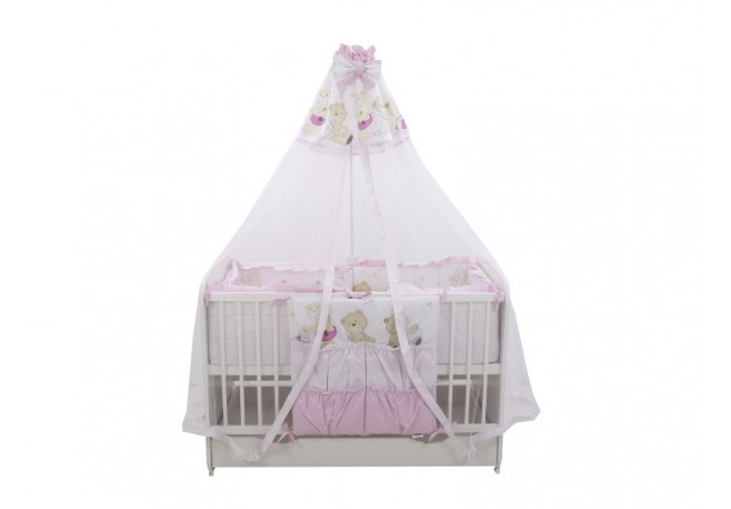 Lenjerie MyKids Teddy Play Pink M1 7 Piese 120x60 cm