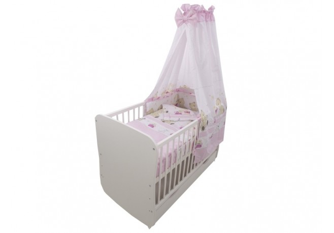 Lenjerie MyKids Teddy Play Pink M1 5 piese 120x60 cm