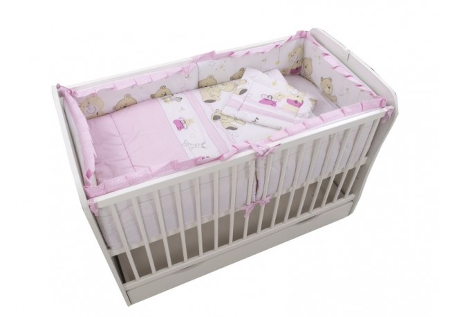 Lenjerie MyKids Teddy Play Pink M1 4+1 Piese 140x70