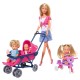 Papusa Simba Steffi Love 29 cm Baby World in bluza cu buline cu 2 copii 1 bebelus si accesorii