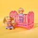 Papusa Simba Steffi Love 29 cm Baby World in bluza cu buline cu 2 copii 1 bebelus si accesorii
