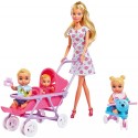 Papusa Simba Steffi Love 29 cm Baby World in rochie cu floricele cu 2 copii 1 bebelus si accesorii