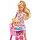 Papusa Simba Steffi Love 29 cm Baby World in rochie cu floricele cu 2 copii 1 bebelus si accesorii