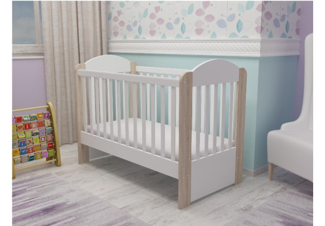 Patut din lemn MyKids Olivia cu lat. culisabila Alb-Natur A563