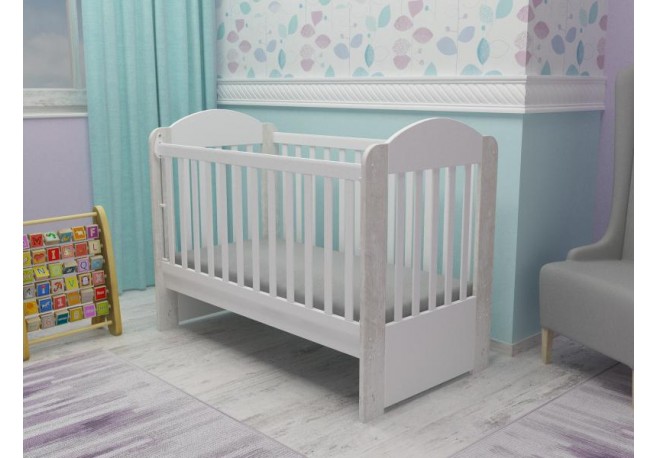 Patut din lemn MyKids Olivia cu lat. culisabila Alb-Antik