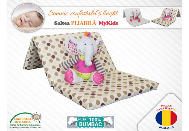 Saltea Pliabila Copii MyKids Spuma Poliuretanica (Burete) Maro