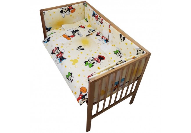 Lenjerie patut Hubners Mickey si Minnie 5 piese crem