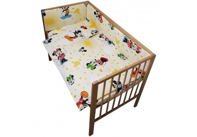Lenjerie patut Hubners Mickey si Minnie 4 piese crem