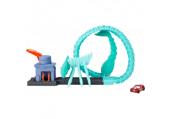 Pista de masini Hot Wheels by Mattel Toxic Scorpion attack cu masinuta