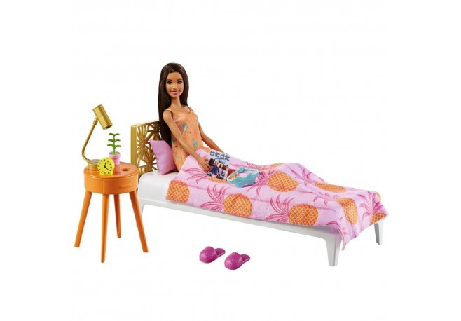 Set Barbie by Mattel Mobilier dormitor cu papusa si accesorii GRG86