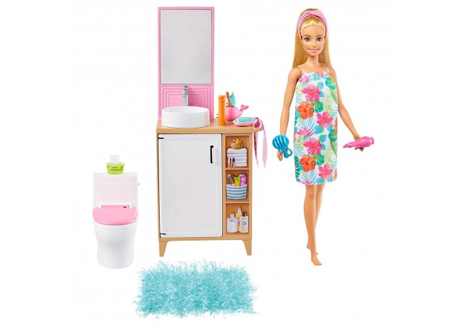 Set Barbie by Mattel Mobilier baie cu papusa si accesorii GRG87