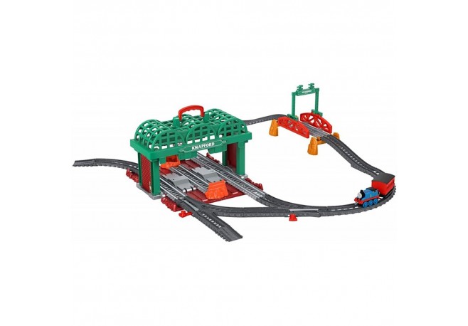Set Fisher Price by Mattel Thomas and Friends Knapford Station cu sina vagon si locomotiva