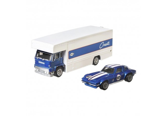 Camion Hot Wheels by Mattel Car Culture Coupe Fleet Flyer cu masina Custom Corvette