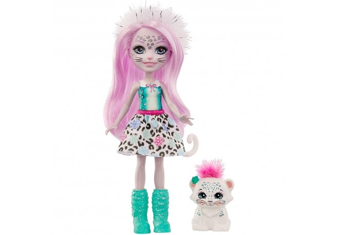Papusa Enchantimals by Mattel Sybill Snow Leopard cu figurina Flake
