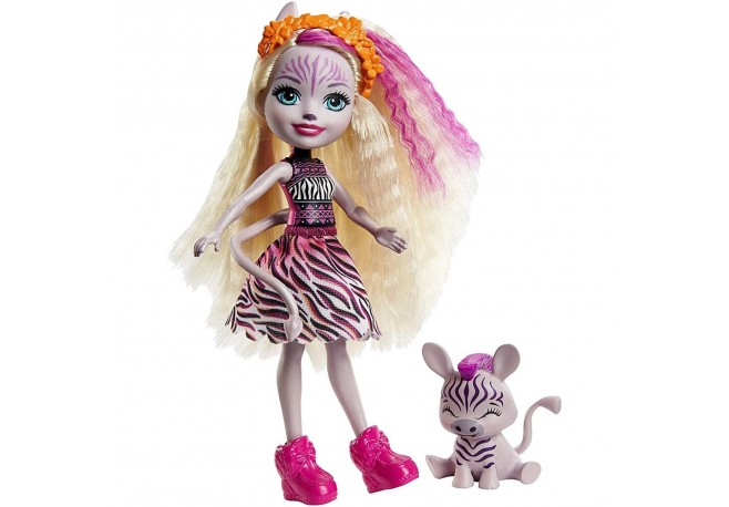 Papusa Enchantimals by Mattel Zadie Zebra cu figurina Ref