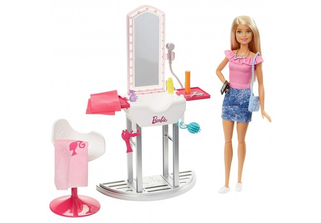 Set Barbie by Mattel Estate Salon de infrumusetare cu papusa si accesorii