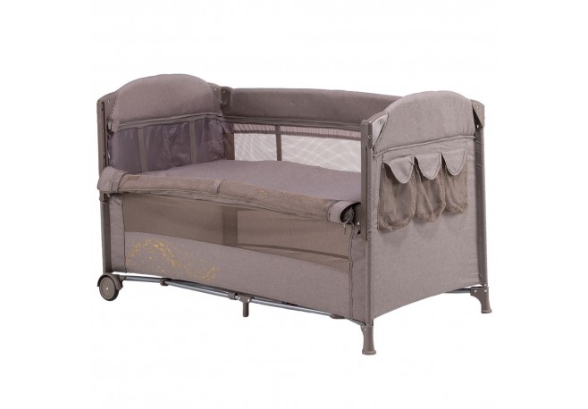 Patut pliabil Chipolino Merida latte linen cu laterala culisanta