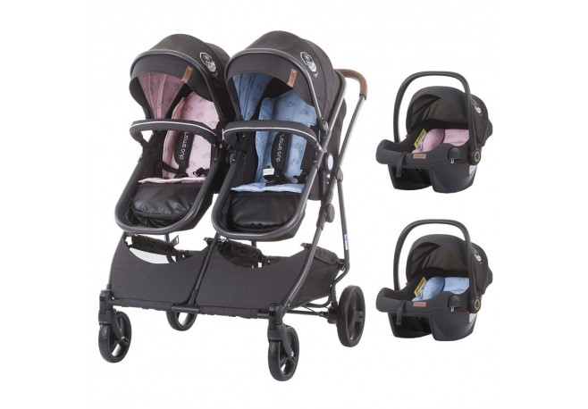 Carucior gemeni Chipolino Duo Smart 3 in 1 blue pink