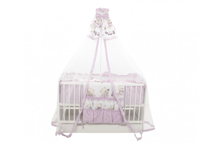 Lenjerie MyKids Teddy Toys Roz M2 7 Piese 120x60 cm