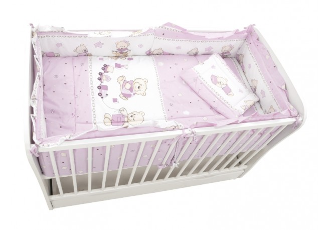 Lenjerie MyKids Teddy Toys Roz M2 4+1 Piese 140x70