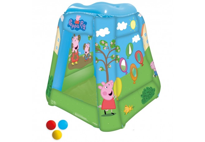 Cort de joaca gonflabil John Peppa Pig 85x85x81 cm cu 20 bile