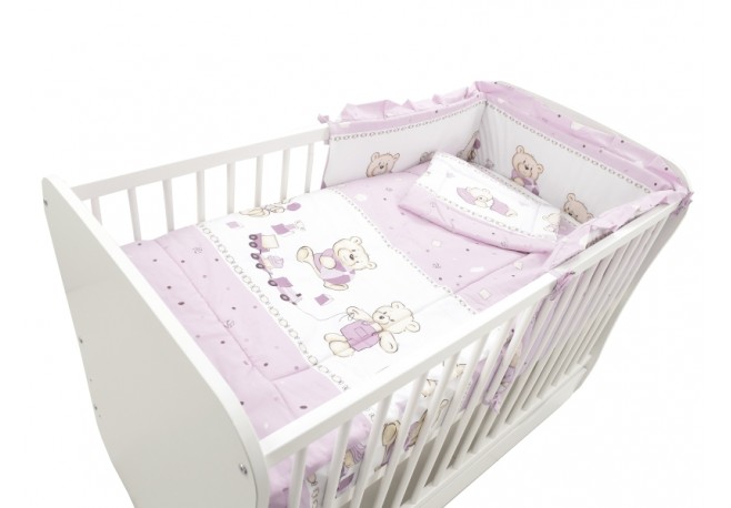 Lenjerie MyKids Teddy Toys Roz M1 4 Piese 140x70