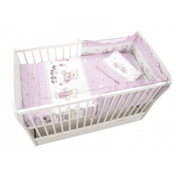 Lenjerie MyKids Teddy Toys Roz M2 4 Piese 120x60