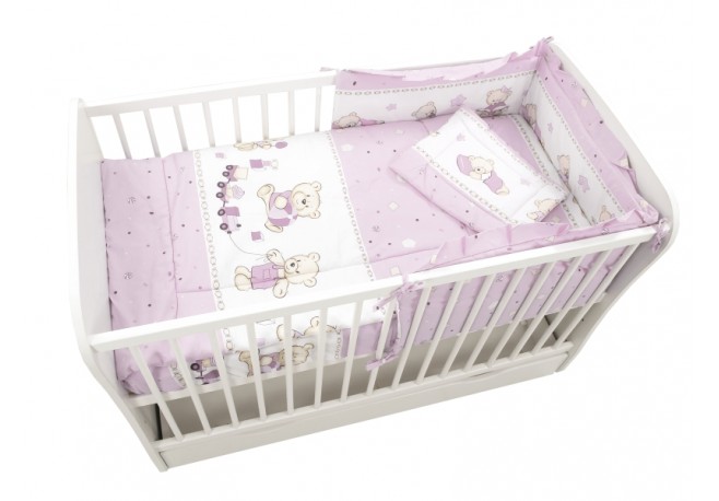 Lenjerie MyKids Teddy Toys Roz M2 4 Piese 120x60